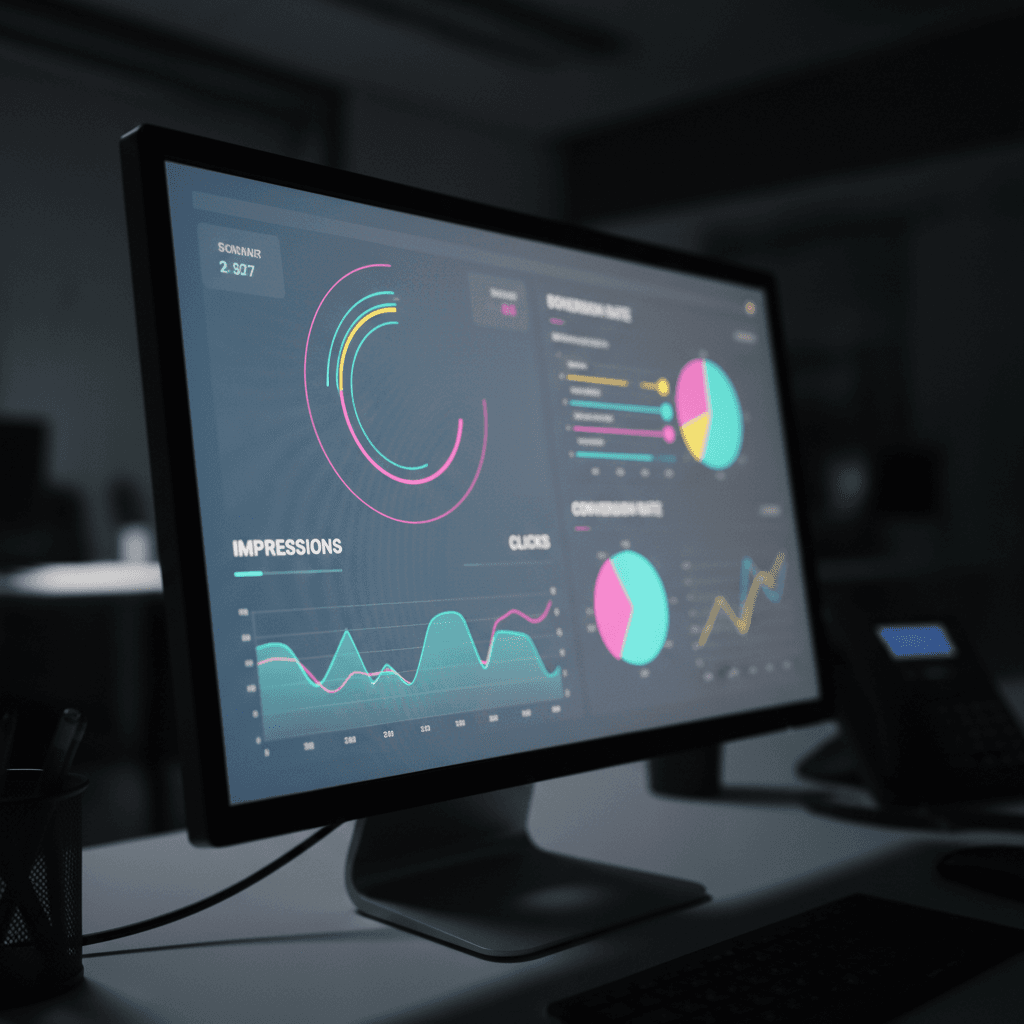 Digital advertising dashboard on a monitor