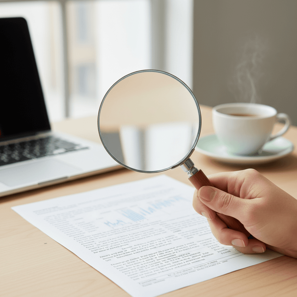 Magnifying glass over a document