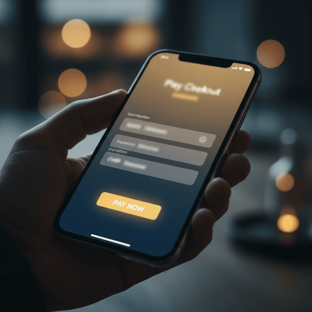 Mobile checkout screen on a smartphone