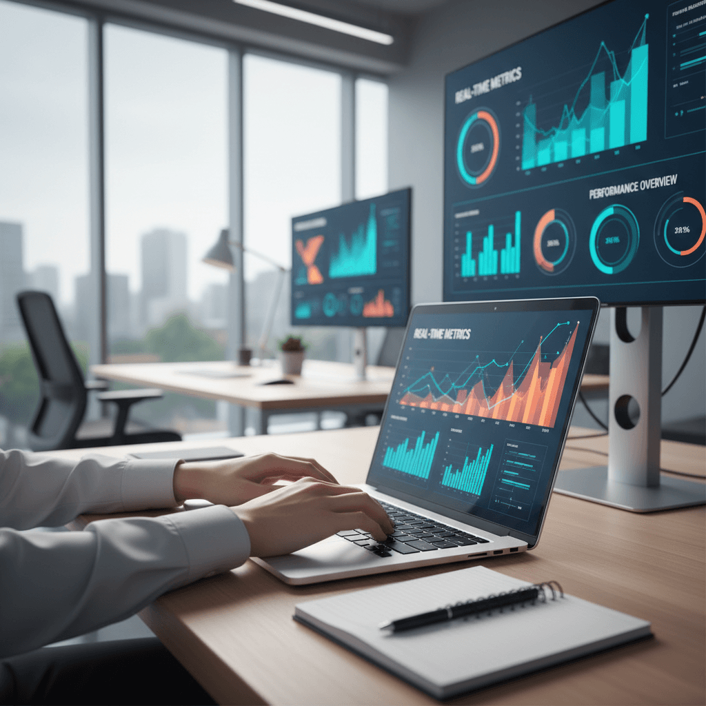 Data-driven advertising dashboard on monitor